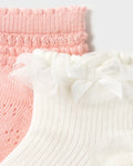 2 Sock Pair Pink & White