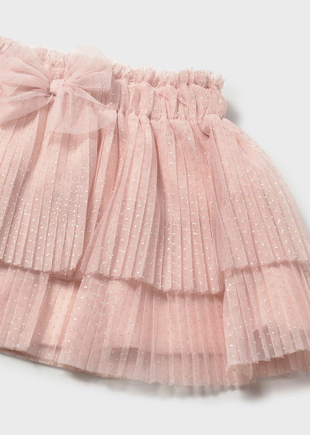 Pink Pleated Tulle Skirt