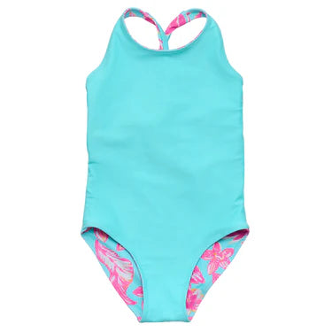 Girls Tropical Reversible Swim Suit
