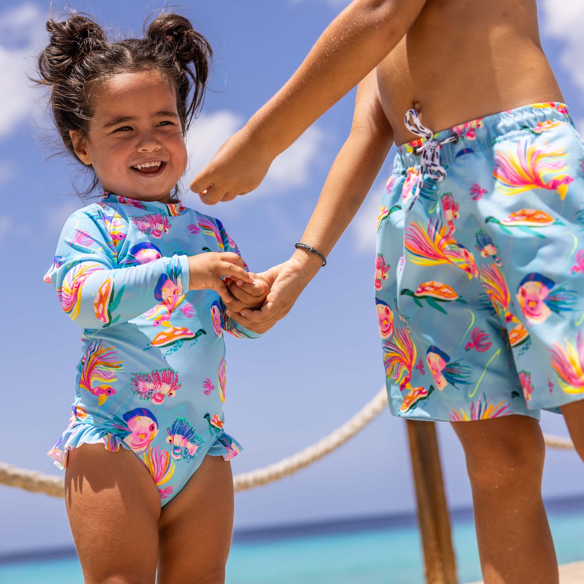 Girls Kaleido Fish Surf Suit