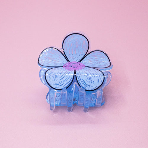 Blue Flower Scratch Hair Clip